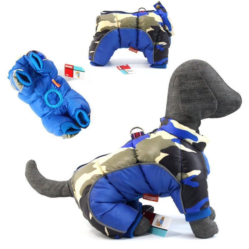 Pet Dog Clothes Winter Clothes Thickened Warm Down Jacket Teddy Dog Quadruped Winter Coat