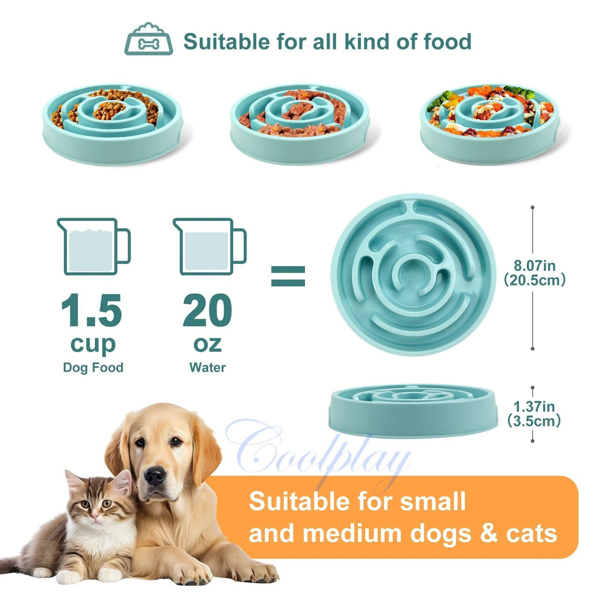 Pet Dog Slow Feeder Bowl Non Slip Anti-Gulping Slower Food Feeding Dishes Eco Dog Bowl For Large Medium Small Dogs Puppy