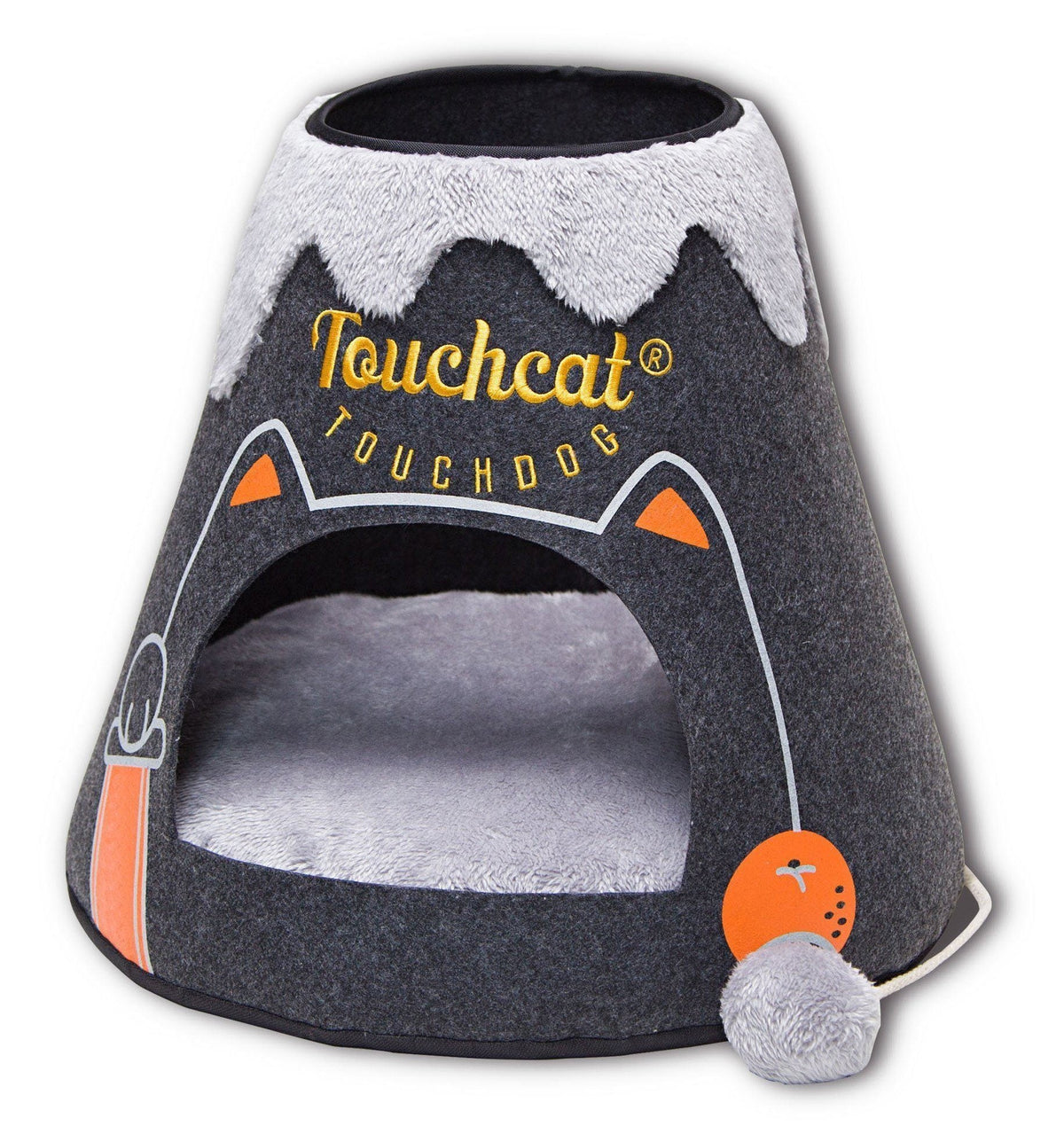 Touchcat ® 'Molten Lava' Triangular Frashion Designer Pet Kitty Cat Bed House Lounge Lounger w/ Hanging Teaser Toy